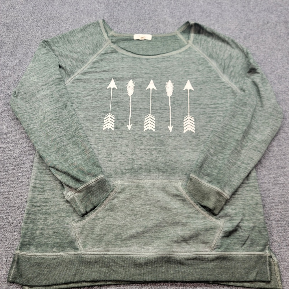 Z by Zobha Green Heathered Arrow Graphic Kangaroo Pocket Sweatshirt XL ZLT1472S